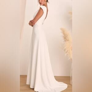 Lulus Melora White Sleeveless Wedding Open Back Bridal Dress Sz XL #0518